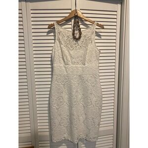 SD Collection White Floral Lace Sleeveless Sheath Dress Size 10 Bridal Cocktail